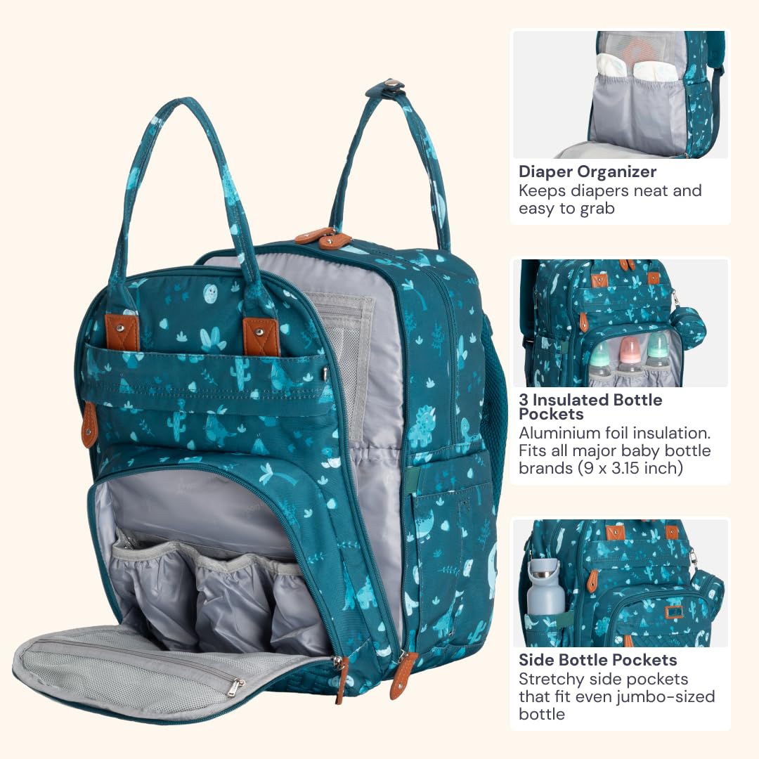 BabbleRoo Diaper Bag Backpack - Baby Essentials Travel Tote - Multi Fu