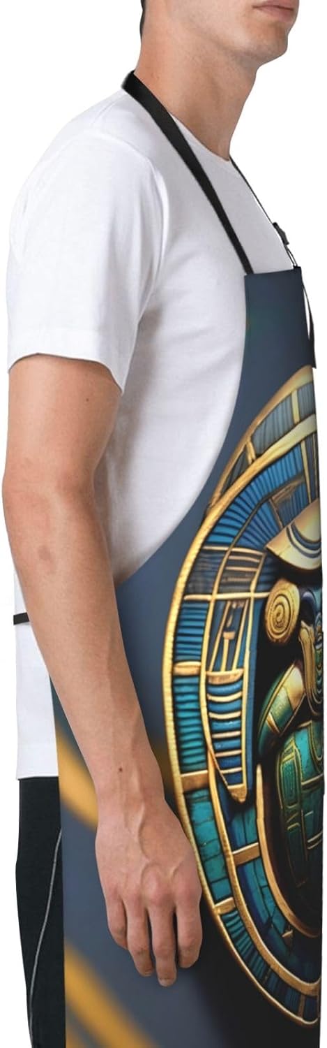 Egyptian Scarab Print Laundry apron 28x33 In Waterproof Kitchen Apron with Pockets for Cooking Baking