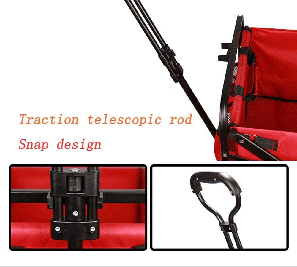 Wagon Collapsible Foldable Trolley Cart with Removable Canopy,for Outdoor Camping Gardening Shopping Beach Sporting Events(A)(D)/D