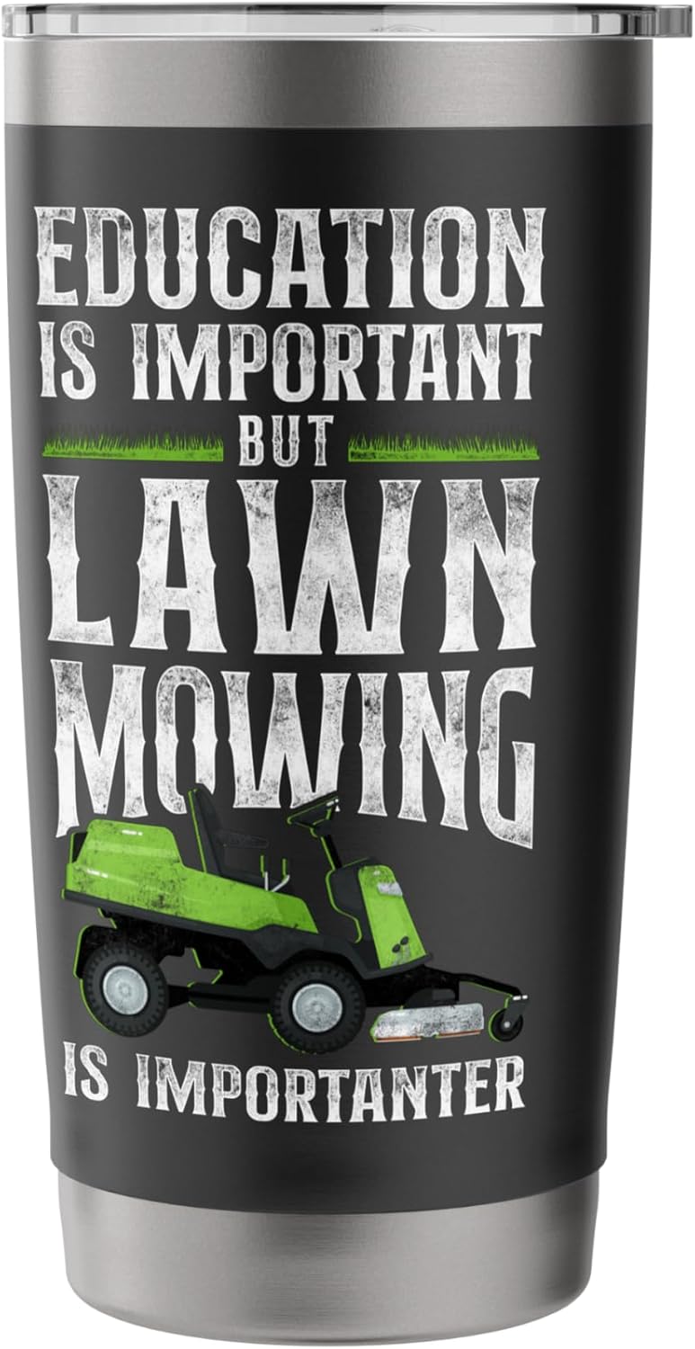 Lawn Mower Mowing Dad Father Landscaper Vintage Tractor Stainless Steel Insulated Tumbler