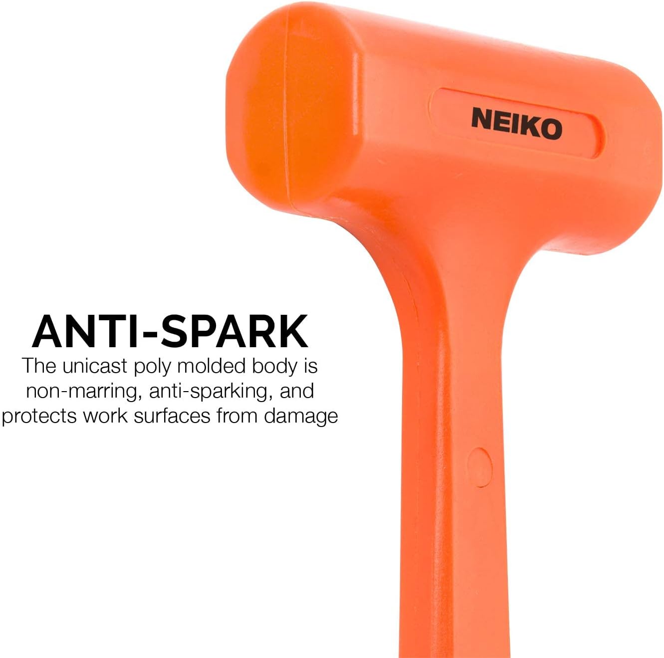 NEIKO 02847A 2 LB Dead Blow Hammer, Neon Orange | Unibody Molded | Che