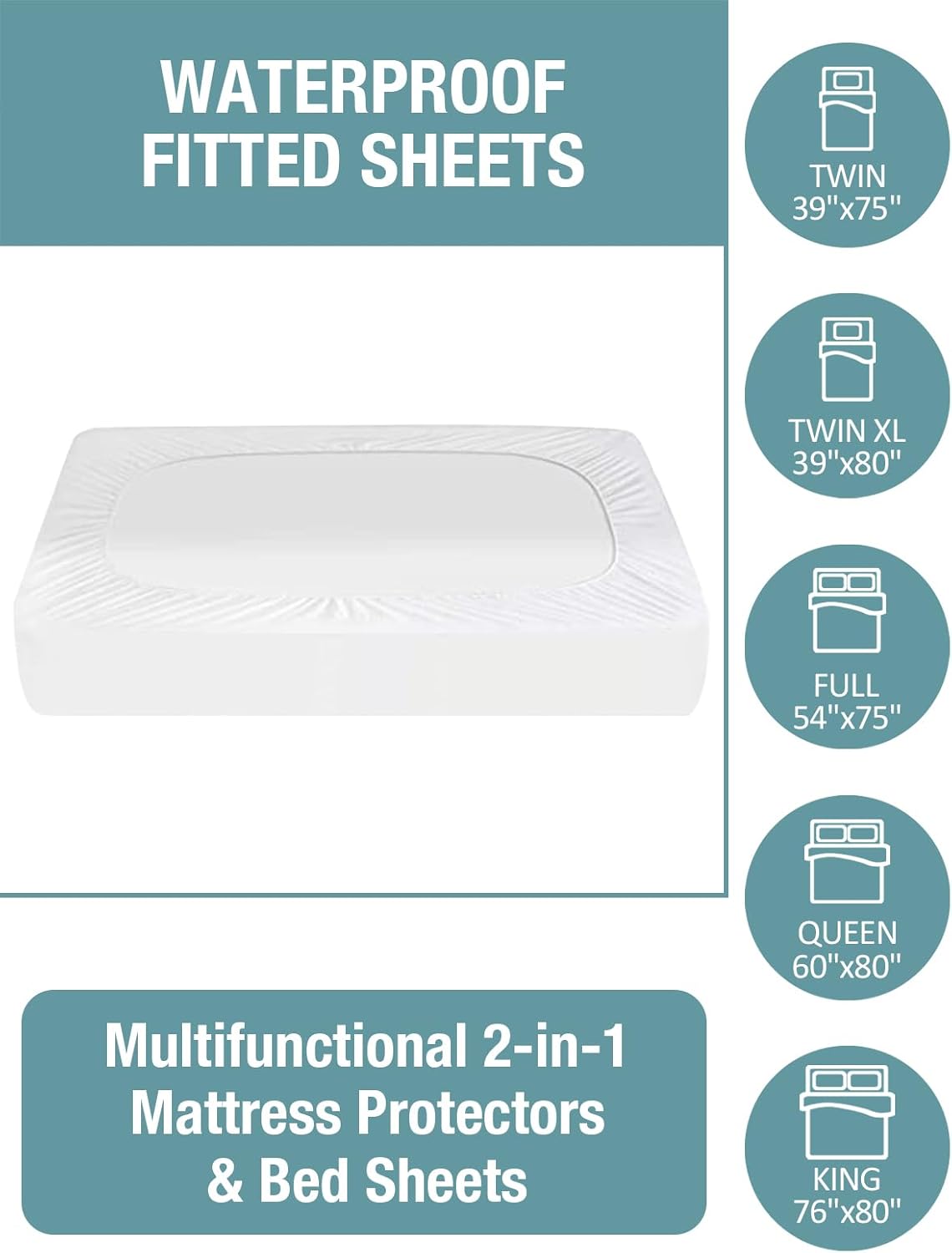 Bedecor Queen Waterproof Mattress Protector,Pee and Liquid Proof Cover for Pets, Elderly, and Incontinence, Fitted Deep Pocket for 9-18 Inch Deep