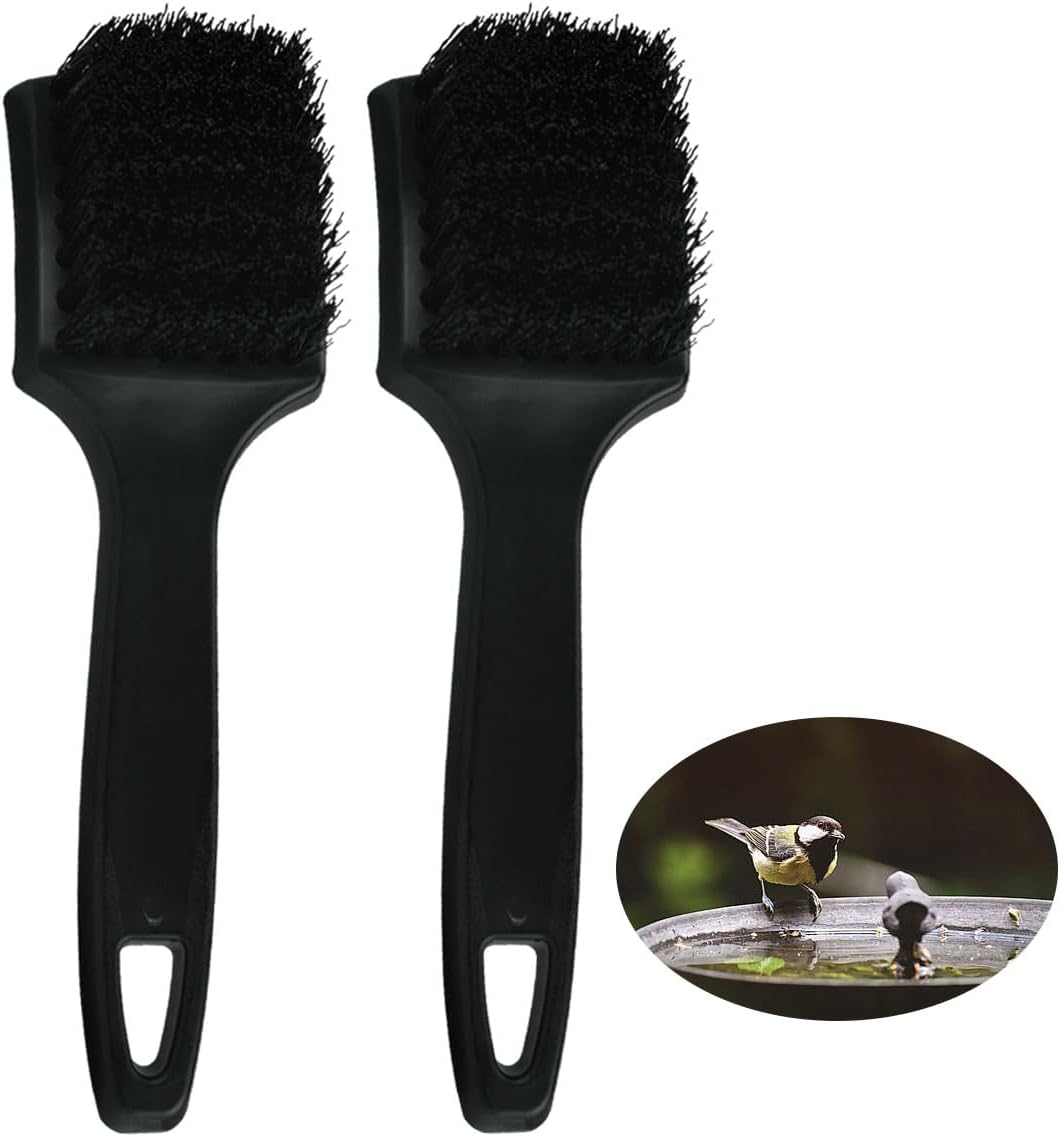 2 Pieces Brush for Bird Baths Bathtub Cleaning Brush Hummingbird Feeder Hard Bristle Utility for Birds Cage Black