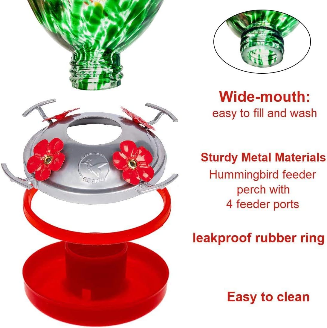 REZIPO 4 Pack Hummingbird Feeder Original Replacement Part Seal Rings