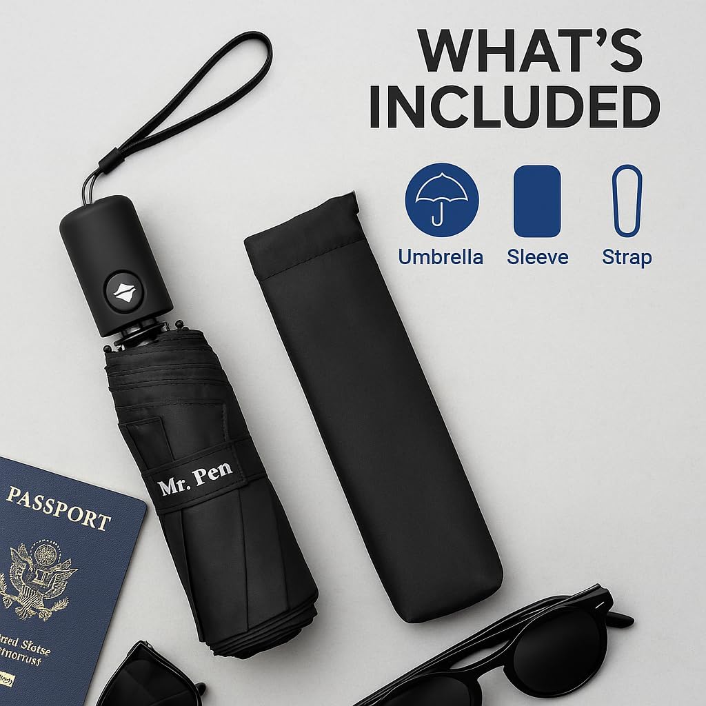 Mr. Pen- Windproof Travel Umbrella, Automatic Umbrellas for Rain, Comp