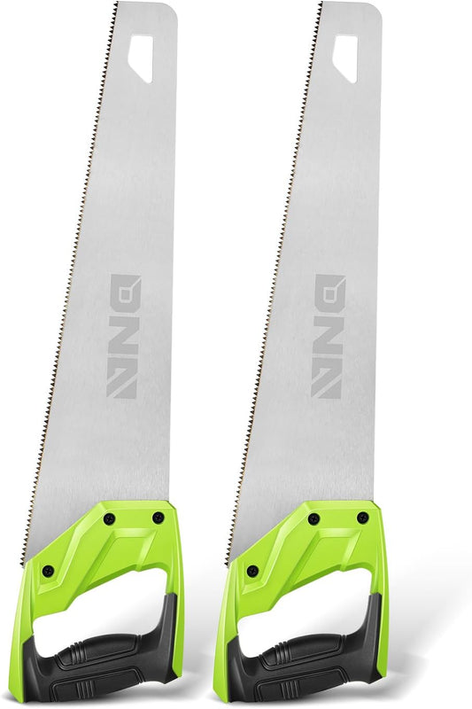 DNA MOTORING 2pcs 17in Bi-Ground Teeth Hand Saw, Universal Hand Cuts Saw, Wood Saws for Pruning, Trimming Branches,Garden, Camping, Lawn, w/TPR Handle,TOOLS-00590