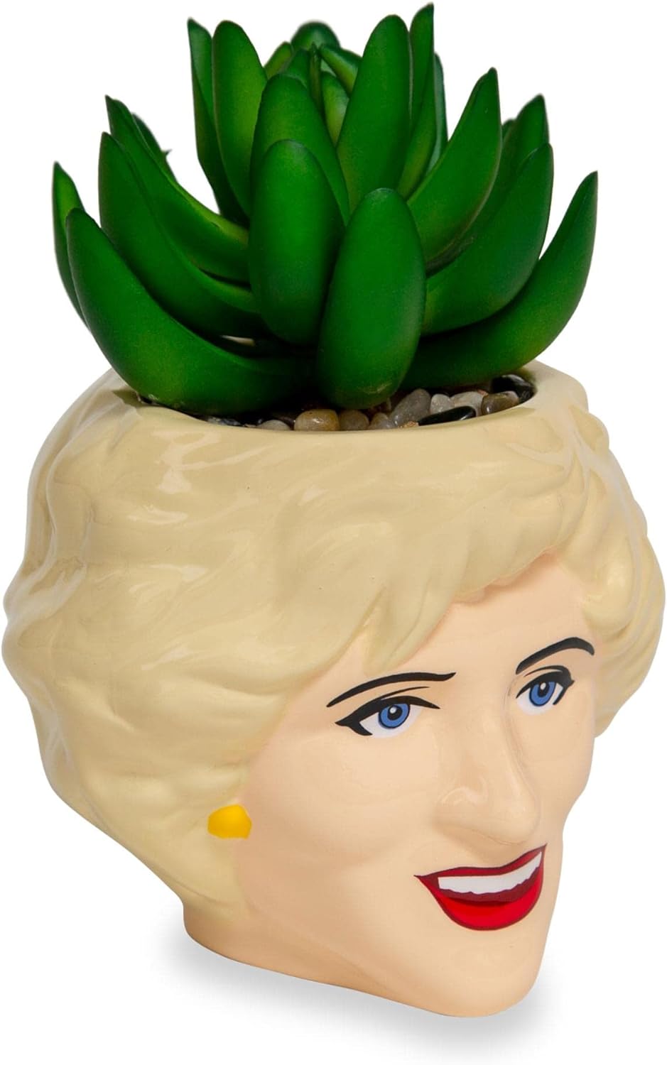 Toynk The Golden Girls Rose 3-Inch Ceramic Mini Planter with Artificial Succulent | Cute Small Flower Pot, Faux Indoor Plants