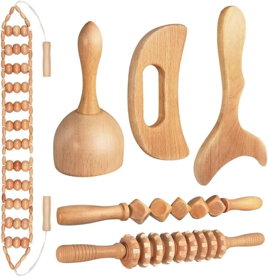 10-in-1 Wood Therapy Massage Tools Gua Sha Wooden Massager for Body Sh