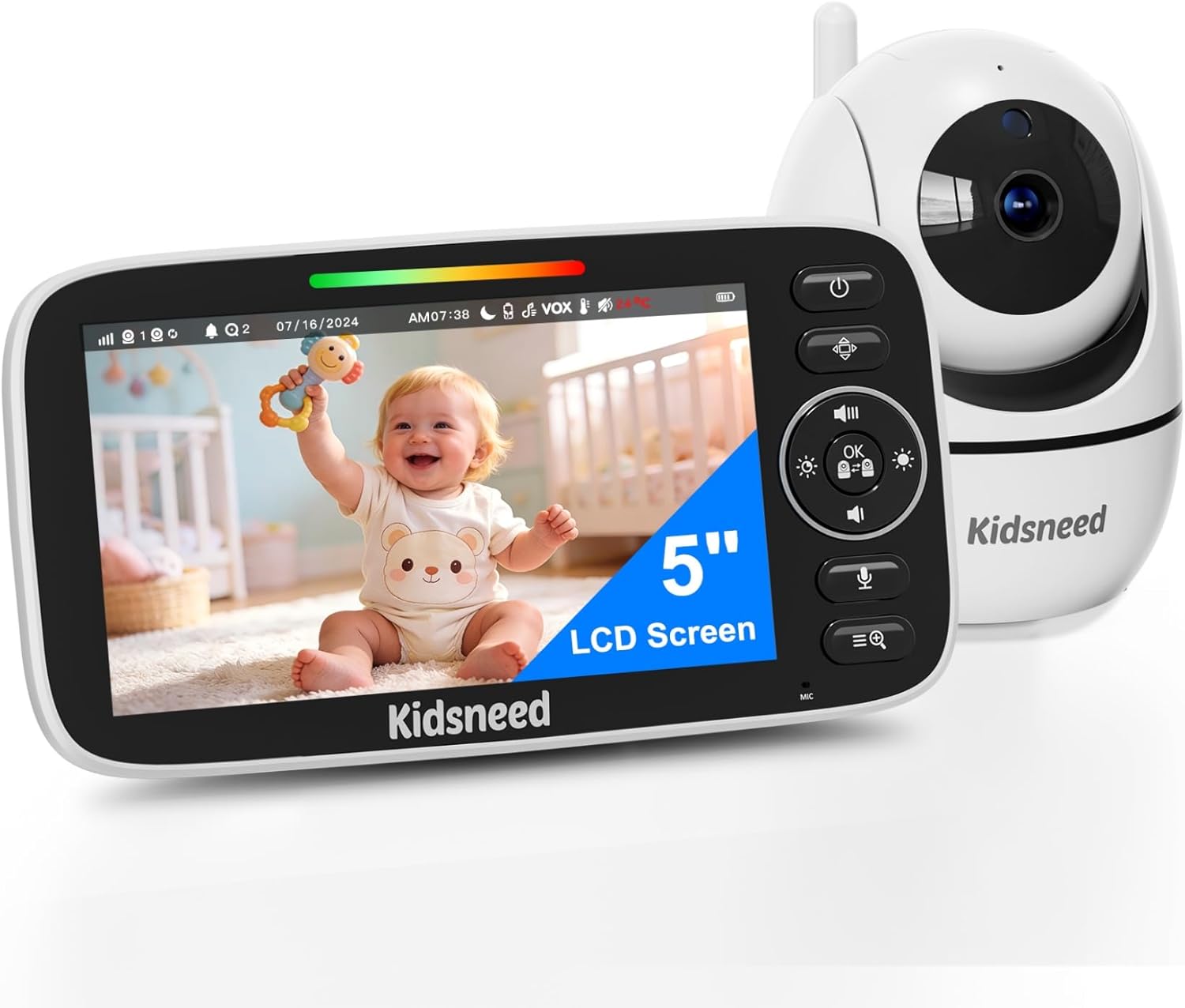 Kidsneed Baby Monitor with Camera and Audio - 5 inch 720P Video Baby M