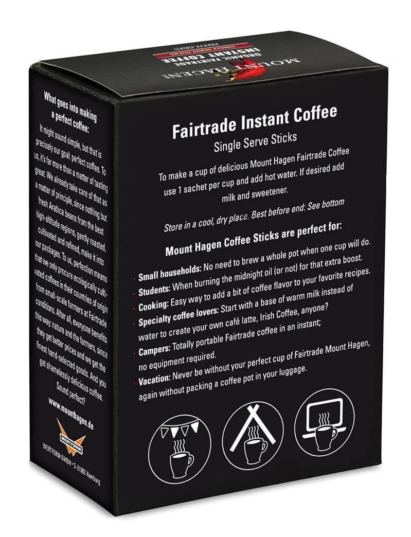 Mount Hagen 25 Count Single Serve Instant Coffee Packets | Organic Med