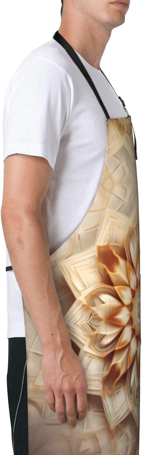 Rectangle Mandala print Waterproof apron with pocket adjustable cooking apron for adult kitchen bibs to bake