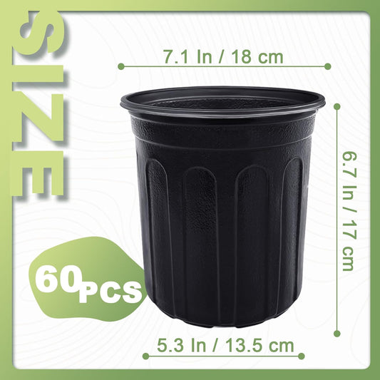 Anyumocz 60 Pcs 1 Gallon Flexible Plant Nursery Pots,Thickened Soft Pl