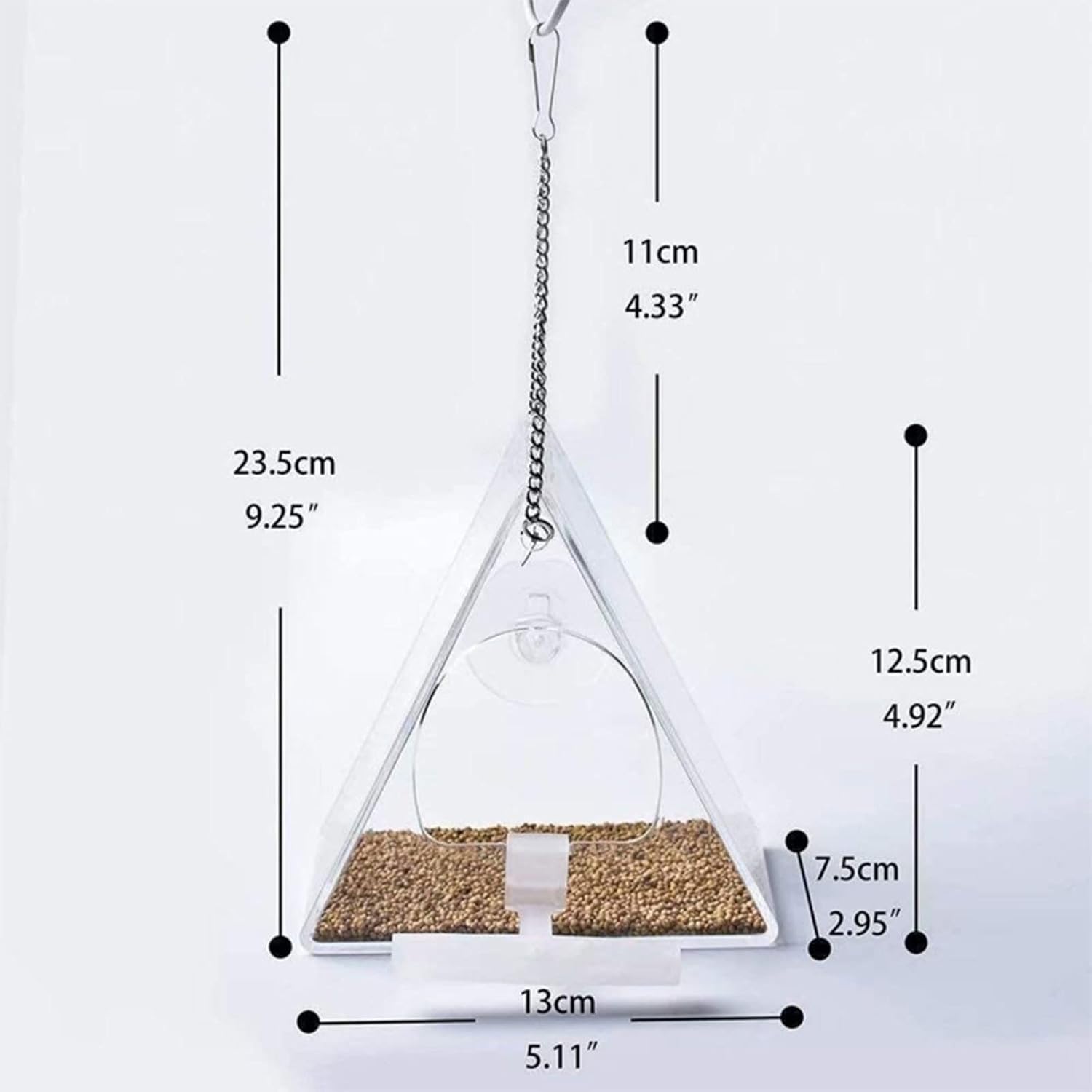 Clear Acrylic Bird Feeder Window Mount with Strong Suction Cup Food Bo
