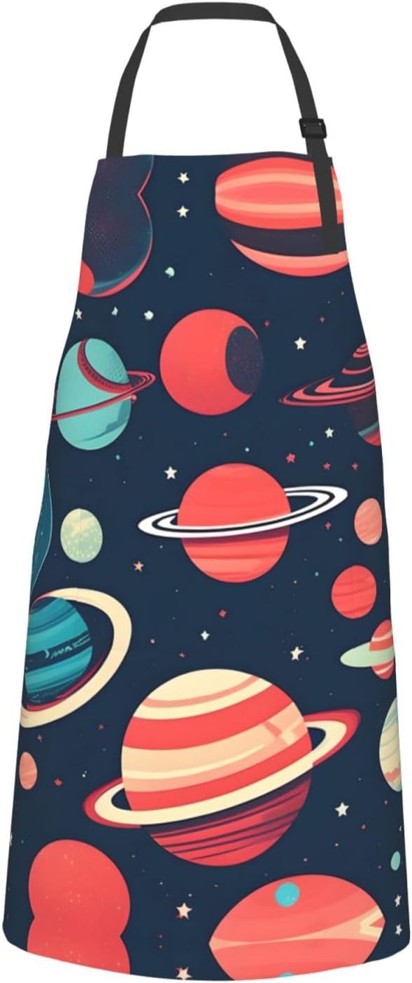 Outer Space Planets Print Laundry apron 28x33 In Waterproof Kitchen Ap