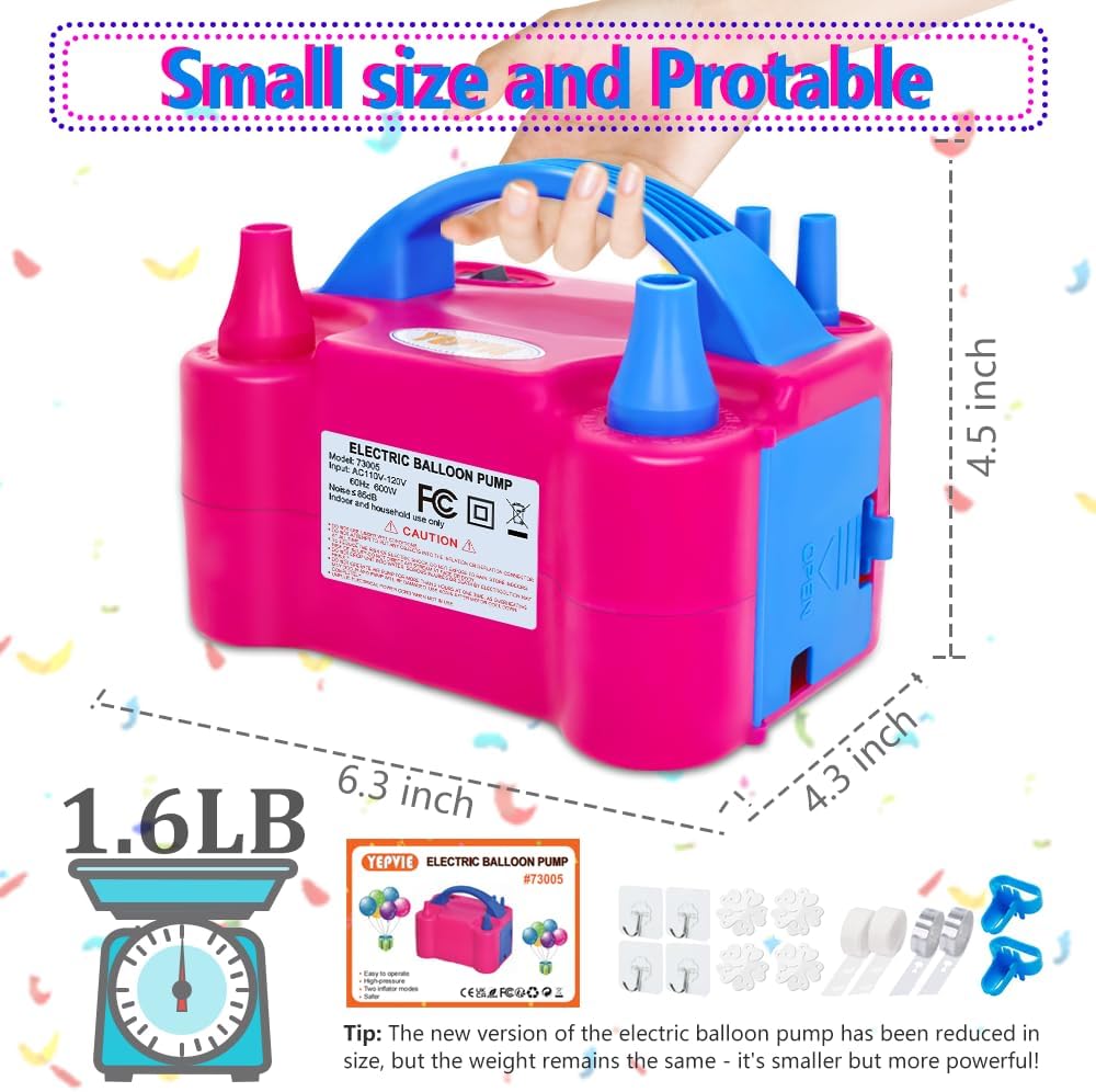 Electric Balloon Pump, Portable 2 Modes Balloon Blower Machine with 14 Balloon Arch Kits, Air Pump for Balloon, Balloon Inflator for Party Decoration