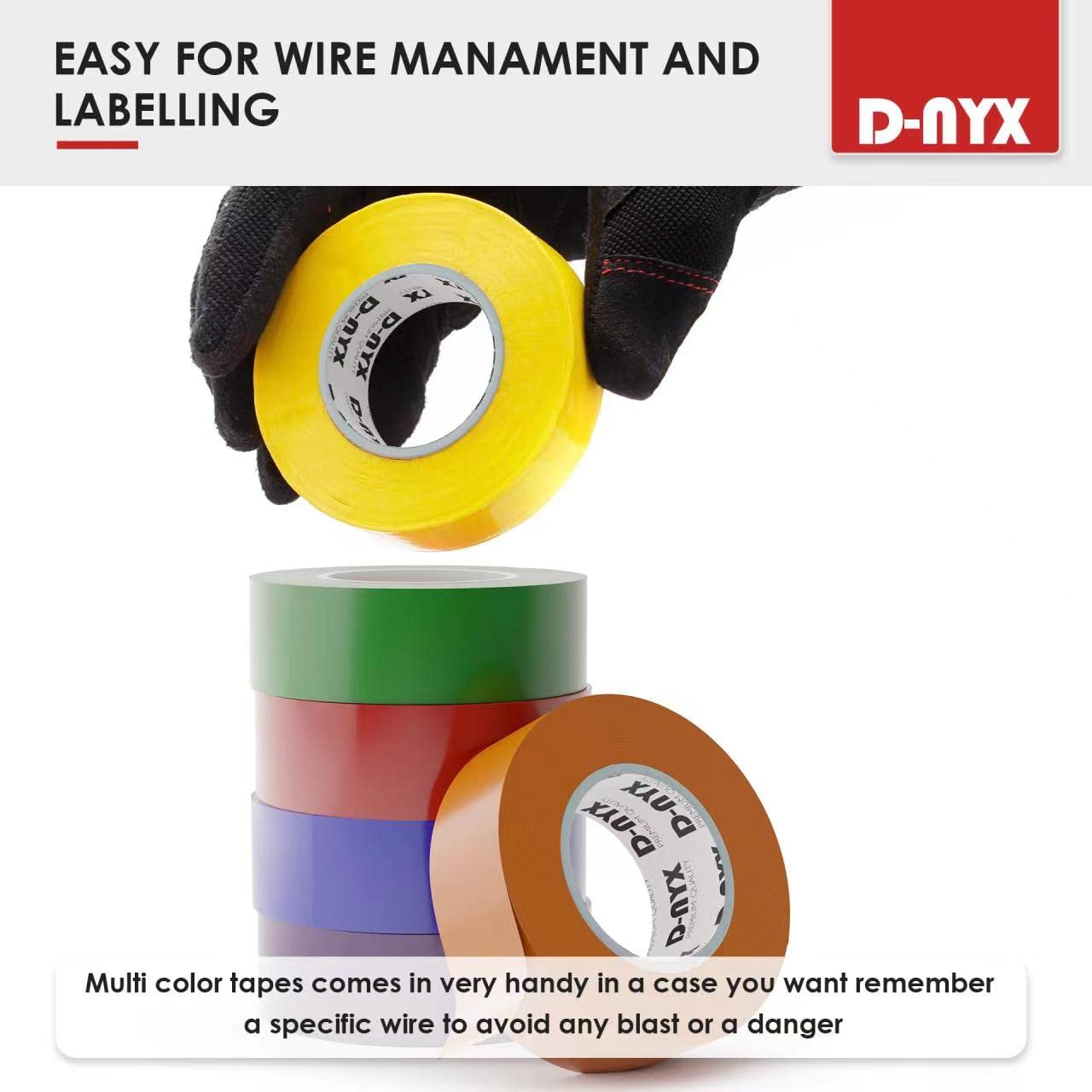 6 Pack Color Vinyl Electrical Tape, Waterproof Flame Heat & Weather Re