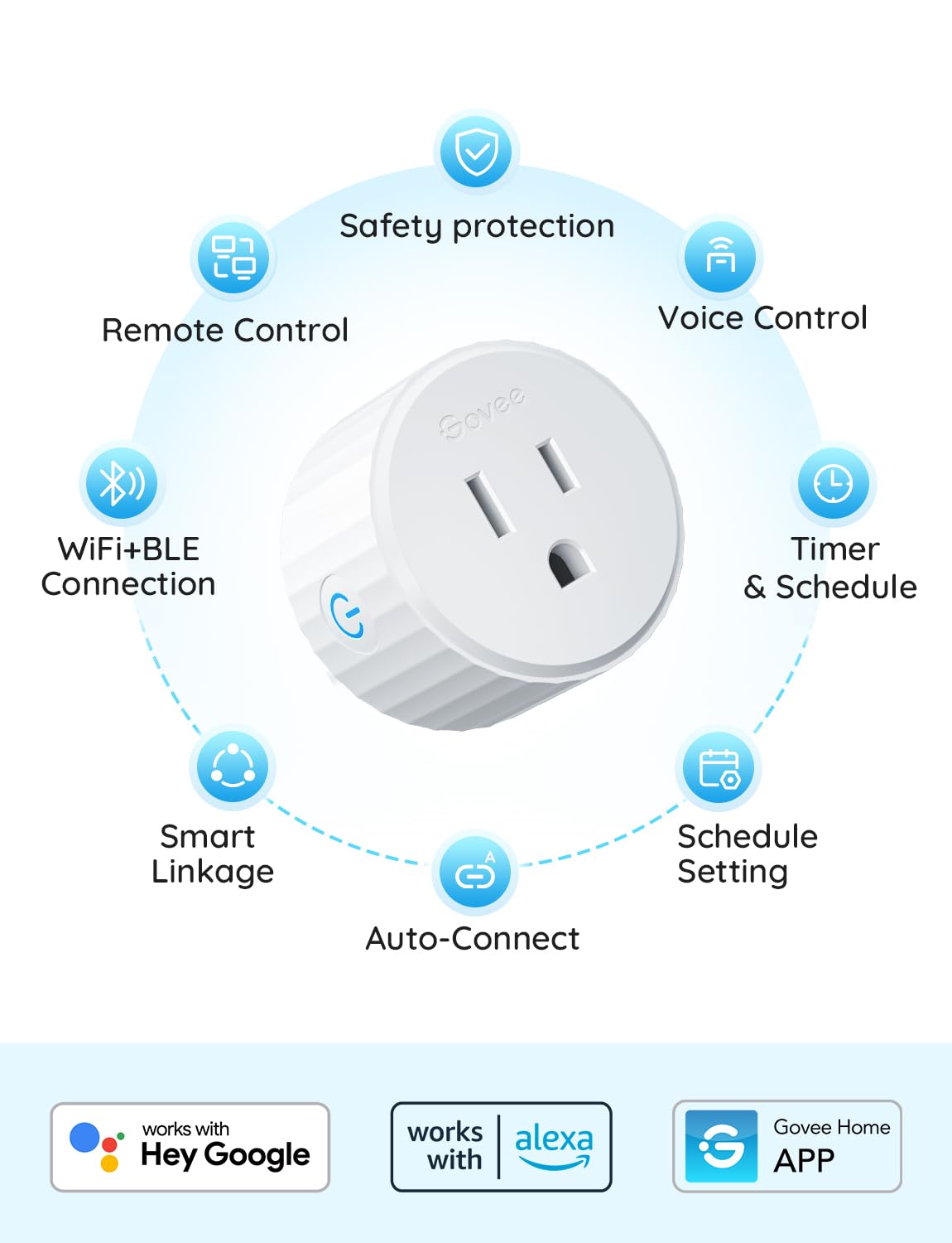 Govee Smart Plug, WiFi Plugs Work with Alexa & Google Assistant, Smart