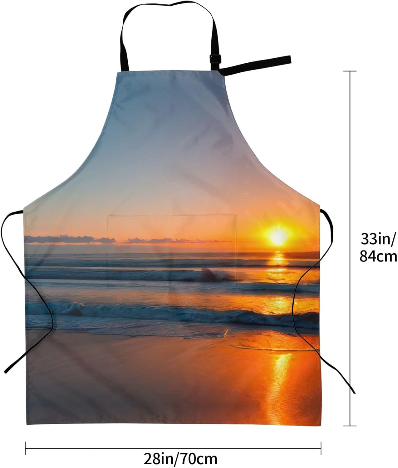 Beautiful Sunrise Ocean print Waterproof chef's apron with pocket apron for kitchen cooking baking barbecue and gardening
