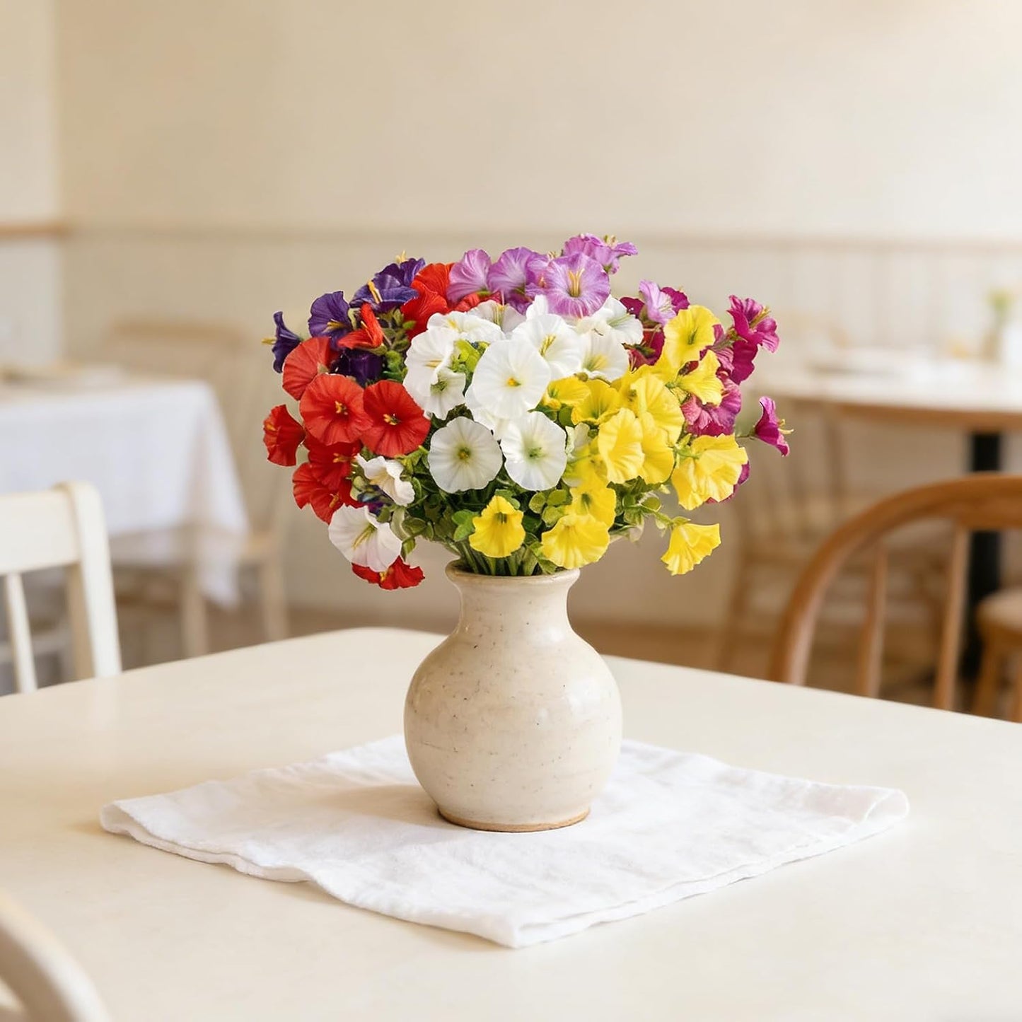 Artificial Flowers, Realistic Fake Morning Glory, Artificial Plants Outdoor, Porch Decoration, for Garden, Patio, Wedding (14, Red, Purple, Yellow, White, Fuchsia, Rose Red, Gradient Purple)