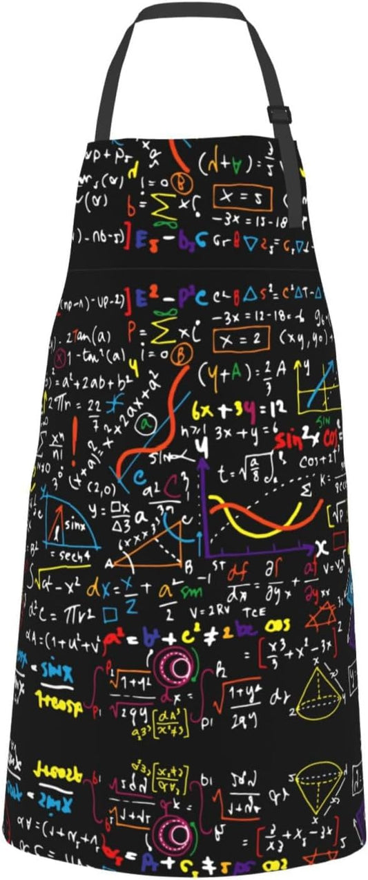 Math Formula print Waterproof apron with pocket adjustable cooking apron for adult kitchen bibs to bake