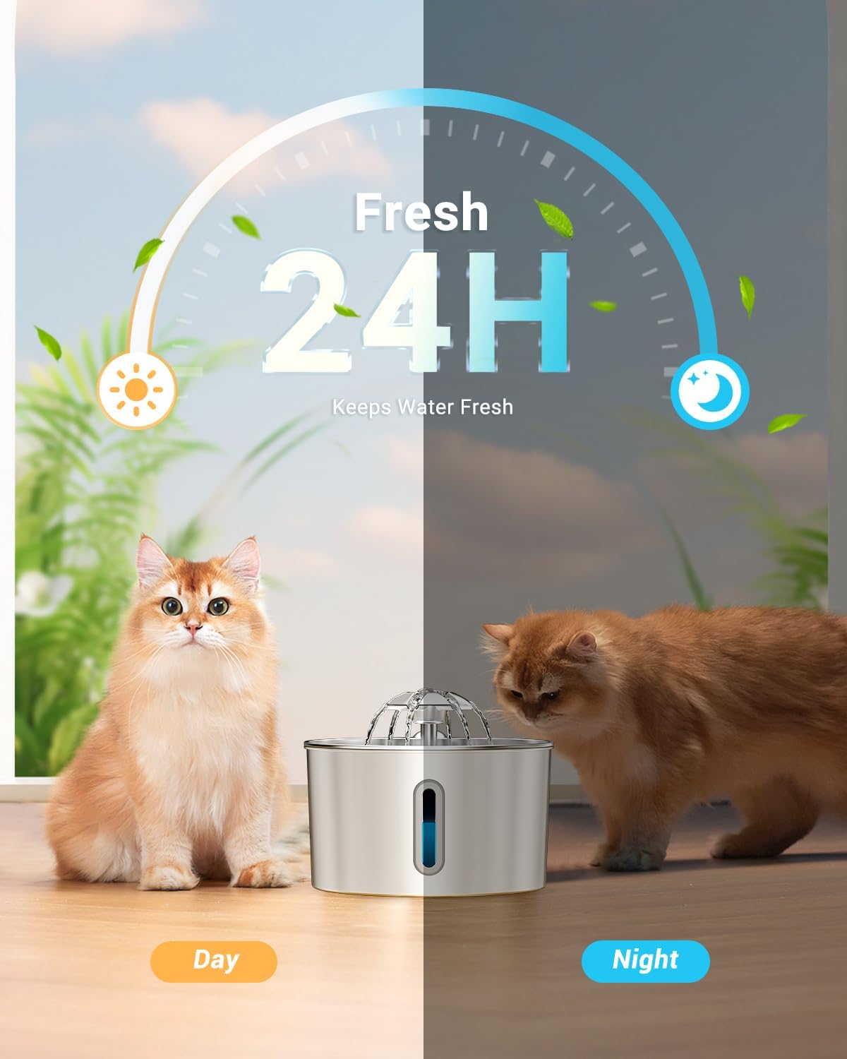 Cat Water Fountain Stainless Steel - 74oz/2.2L Pet Gift Dog Water Disp