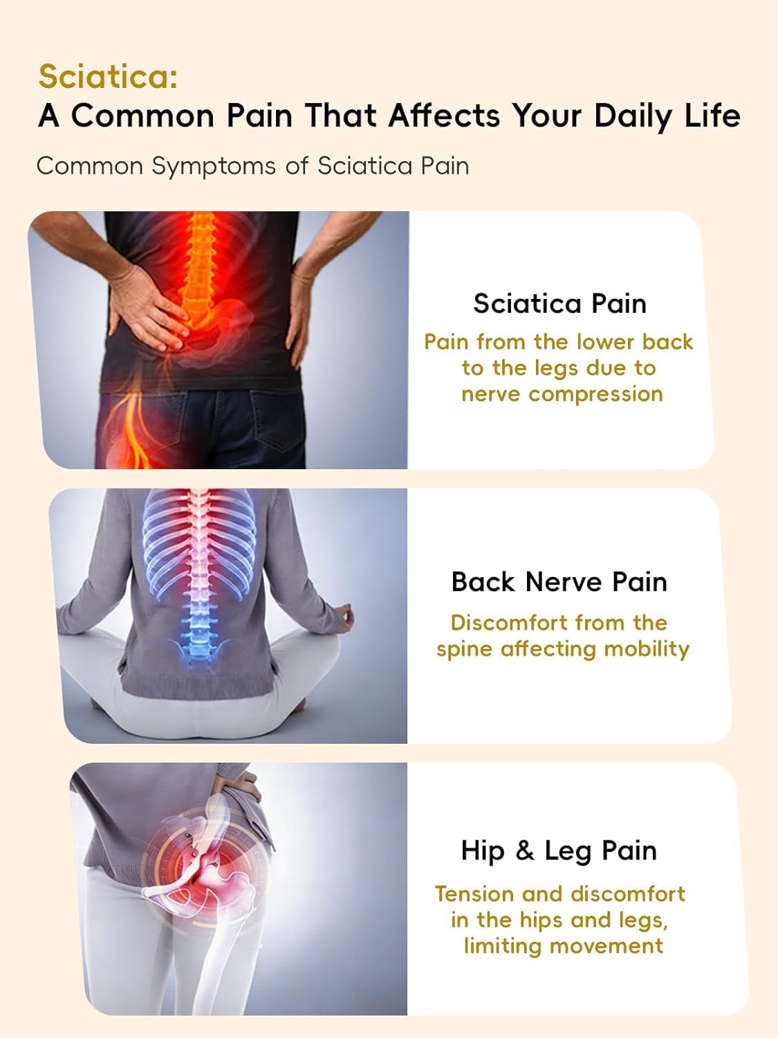 Sciatica Pain Relief Devices – Deep Tissue Massager with Multi-Mode Te