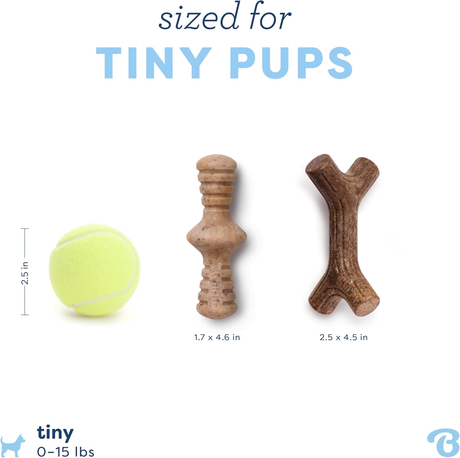 Benebone Puppy 2-Pack Maplestick/Zaggler Durable Dog Chew Toys for Gen