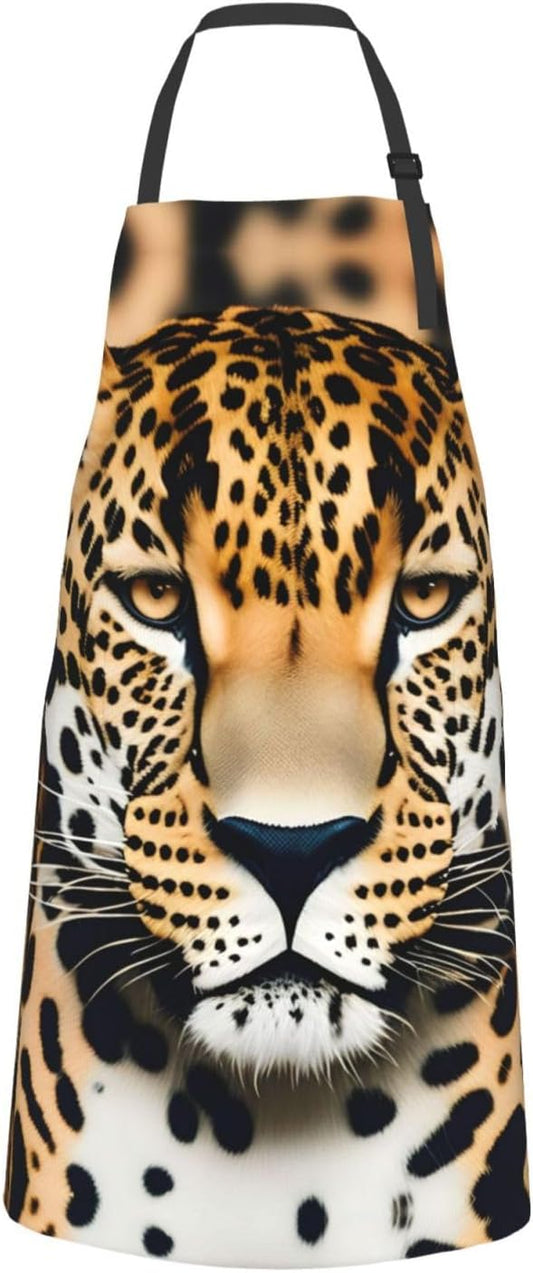Animal Leopard print Waterproof chef's apron with pocket apron for kitchen cooking baking barbecue and gardening