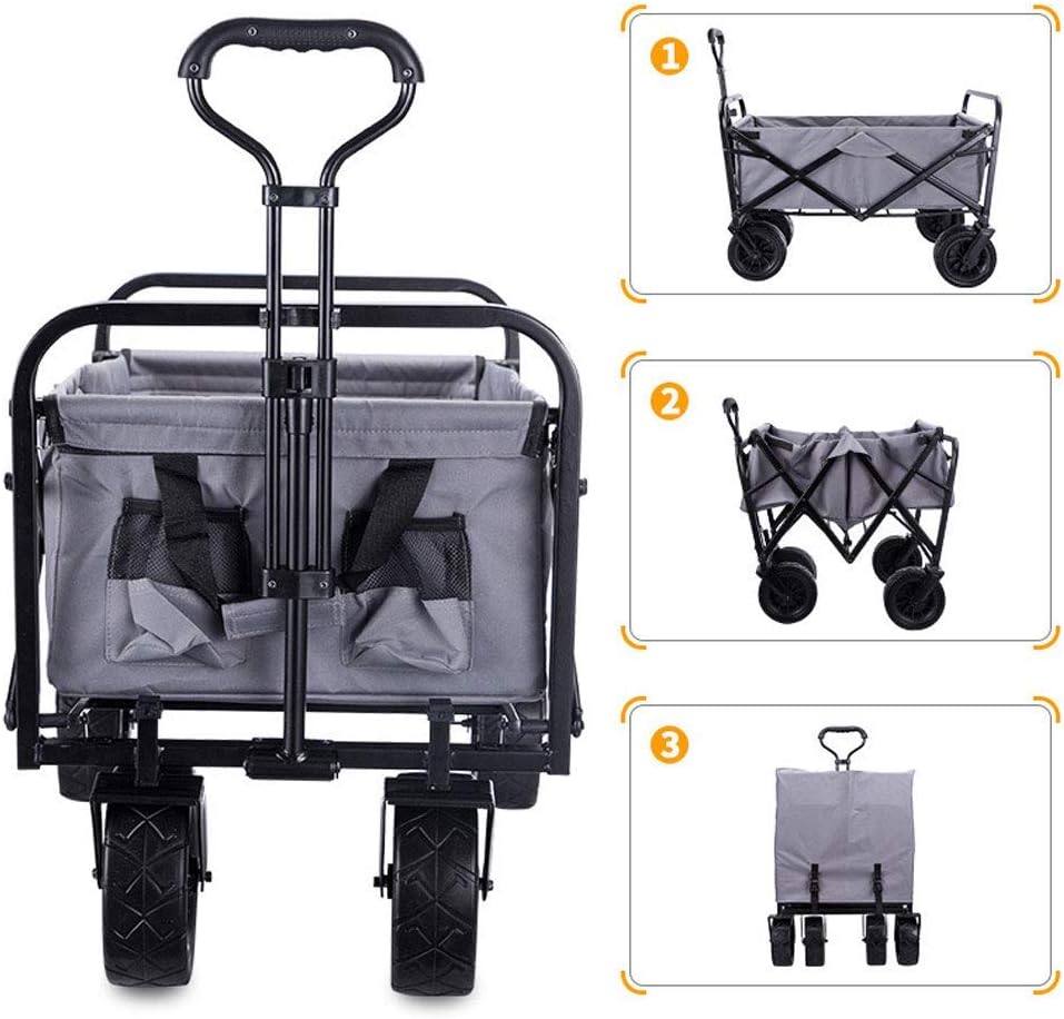 Folding Garden cart, Pull Truck, Trolley, Folding Transport cart, Maximum 80 kg, for Garden, Camping, Beach, Fishing, Shopping (C) (F) (E)