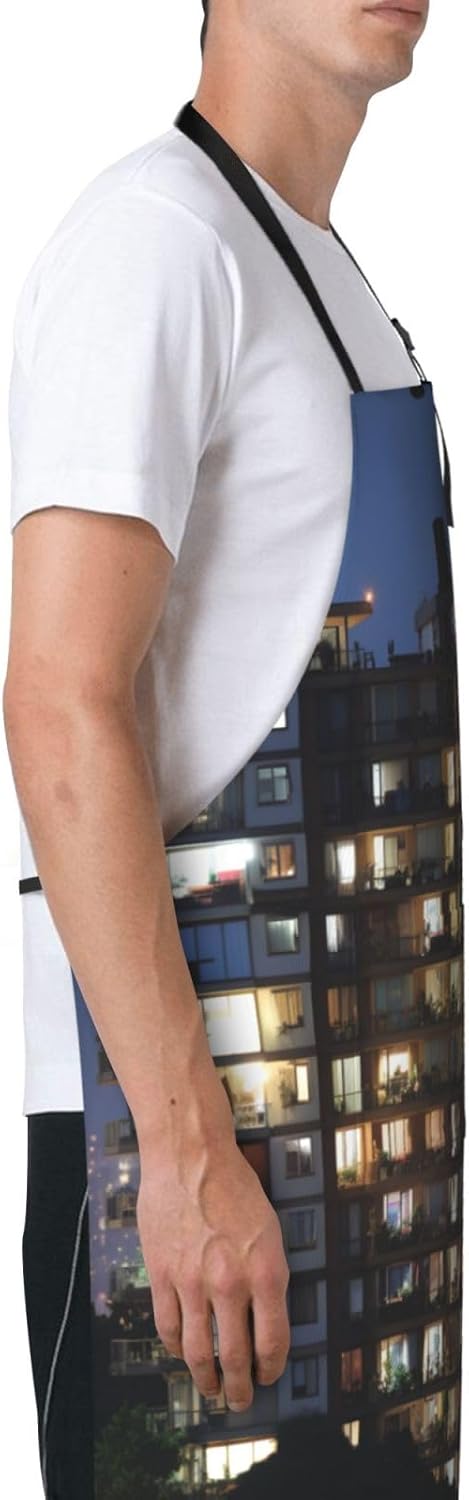 Cityscape Night Canada print Waterproof apron with pocket adjustable cooking apron for adult kitchen bibs to bake
