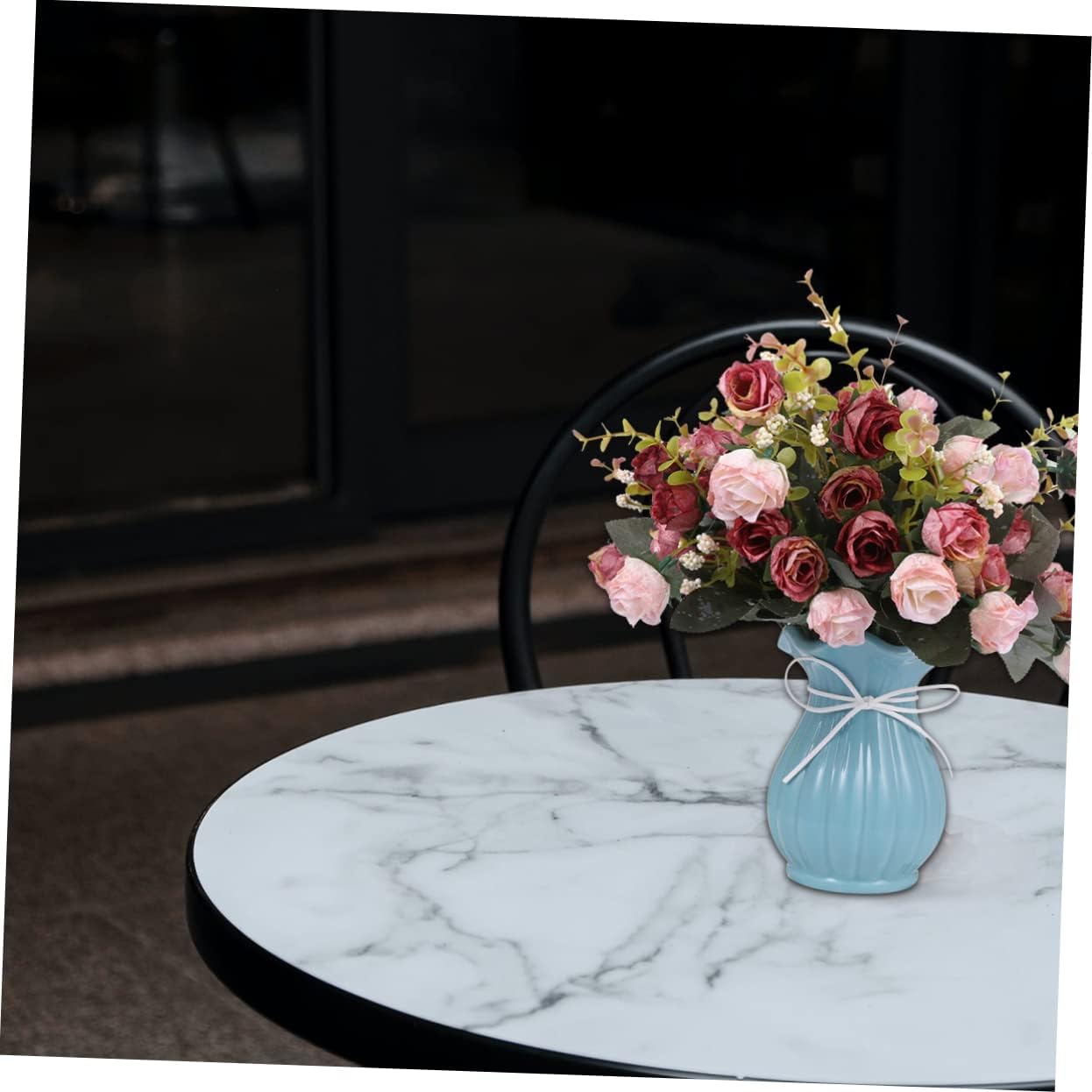 ERINGOGO Ceramic Flower Vase with Leaf Edge Design Nordic Style Floral