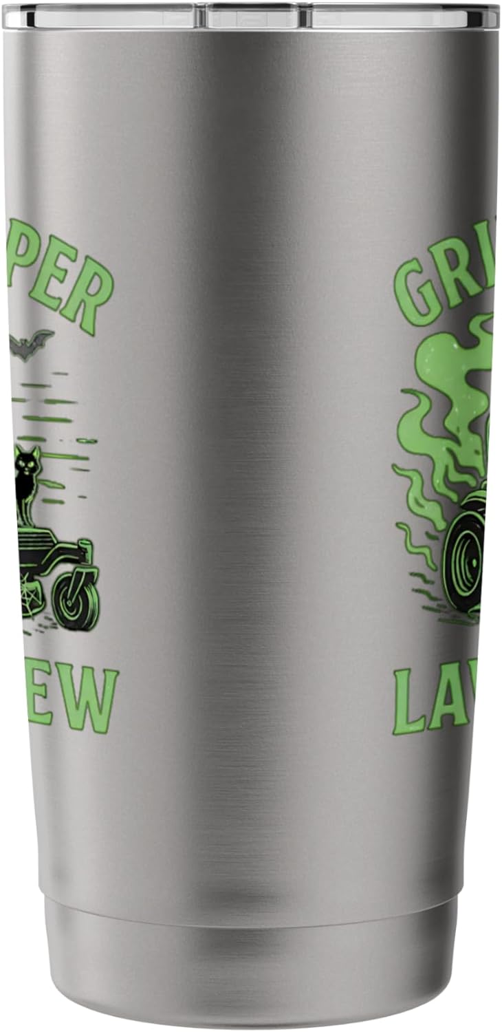 Grim Reaper Riding Lawn Mower Halloween Lawn Care Stainless Steel Insulated Tumbler