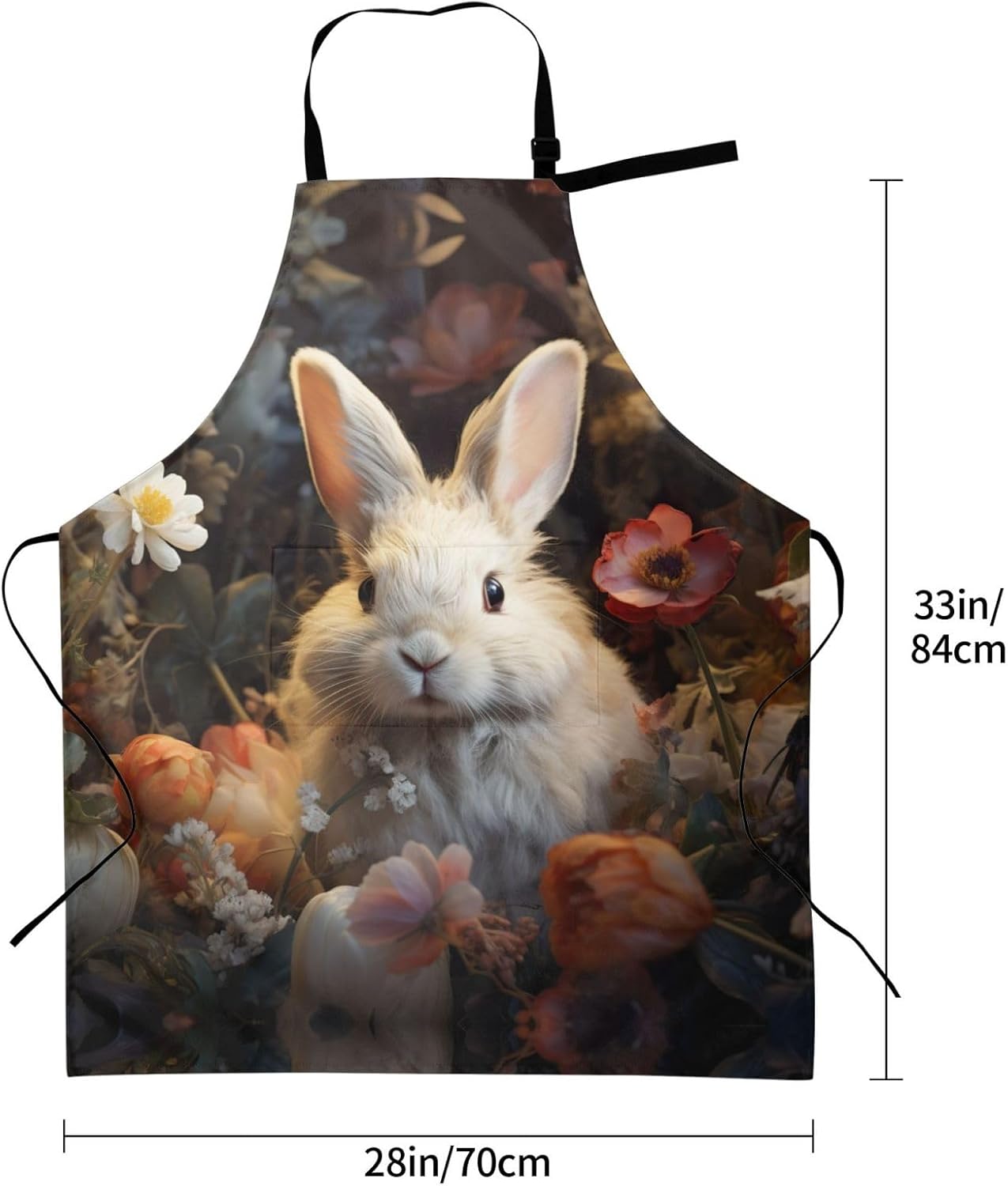 Floral Animal print Waterproof apron with pocket adjustable cooking apron for adult kitchen bibs to bake