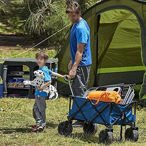 Portable Camping Cart,Outdoor Folding Utility Wagon Camping Wagon Heavy Duty Garden Cart Portable Utility Trolley Adjustable Handle Load 60kg / 132lbs