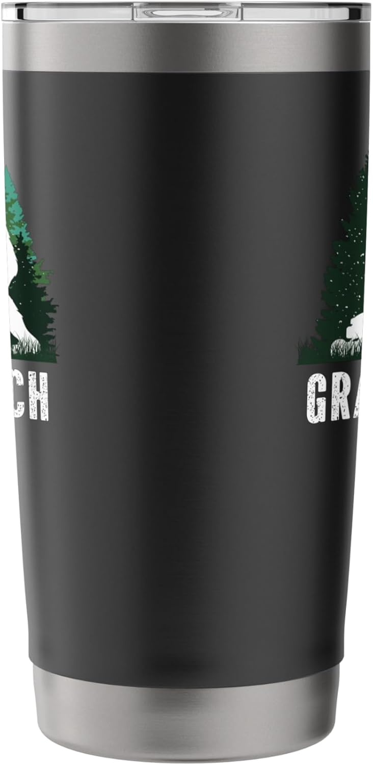 Lawn Mower Mowing Dad Landscaper Bigfoot Yeti Sasquatch Stainless Steel Insulated Tumbler
