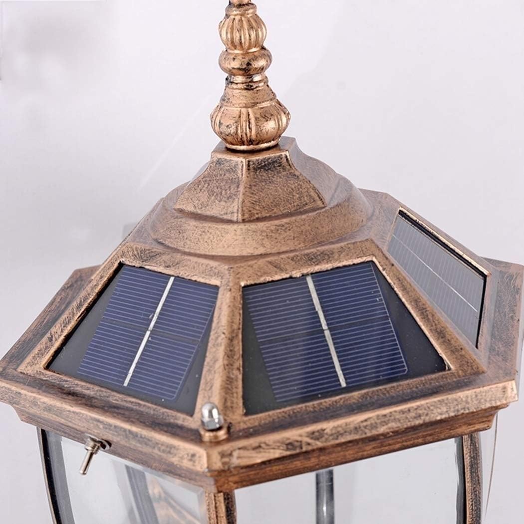 Brightness Dimmable Smart Timing IP54 Waterproof Outside Lights LED Solar Lamp Outdoor Glass Lantern Ligting Garden Fence Wall for Garage Patio Balcony with Remote Control