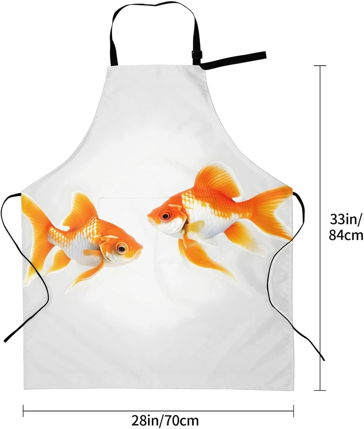 Cute goldfish Print Laundry apron 28x33 In Waterproof Kitchen Apron with Pockets for Cooking Baking