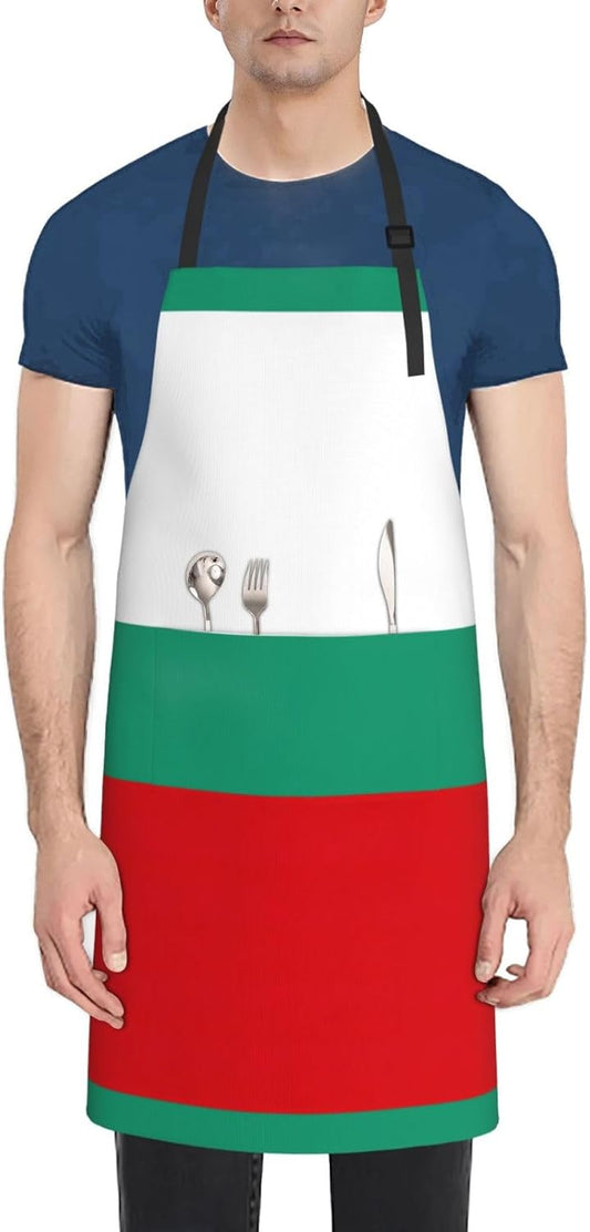 Bulgarian Flag print Waterproof chef's apron with pocket apron for kitchen cooking baking barbecue and gardening