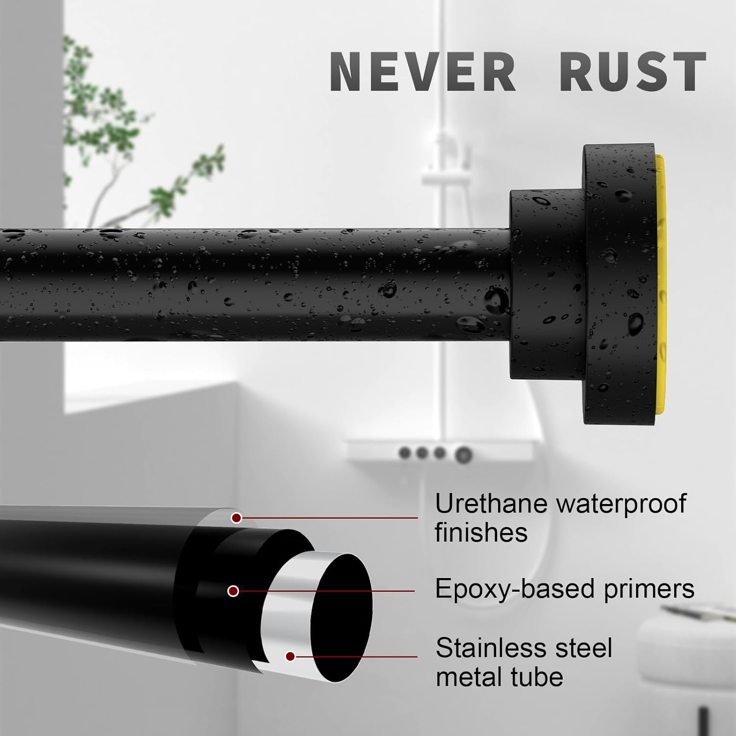 Shower Curtain Rod Adjustable 43-78 inch, 1"Diameter Spring Tension Cu
