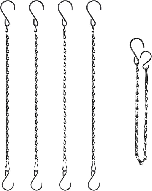 RIFNY 20 Inch Chain for Hanging Plants, Black Small Plant Chains for Hanging Baskets Kits with Hooks for Bird Feeders Planters Billboards Lanterns Wind Chimes Ornaments Outdoor Indoor Use (5 PCS)