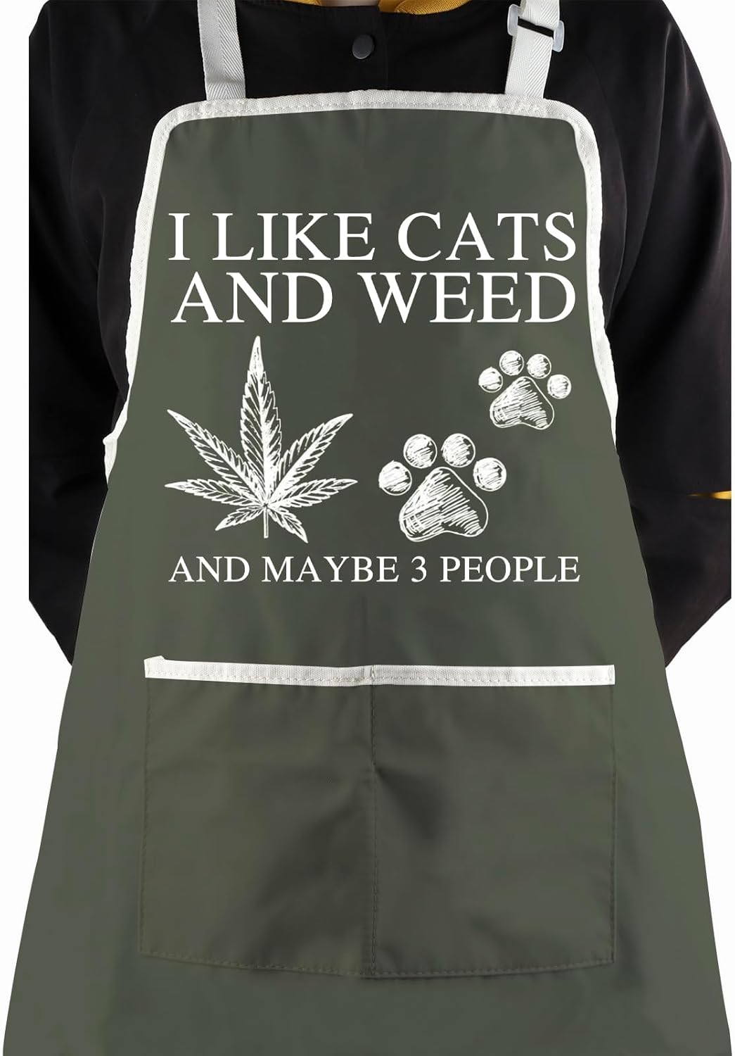 WCGXKO Funny Weed Leaf Inspired Kitchen Apron Weed Themed Inspired Gift Cannabis Stoner Smoker Gift for Weed Lover