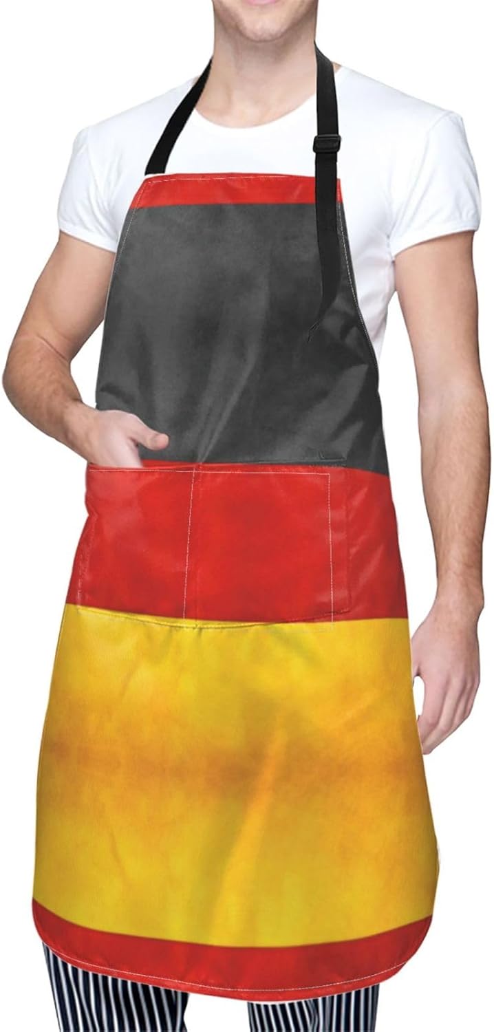 Germany Flag print Waterproof apron with pocket adjustable cooking apron for adult kitchen bibs to bake