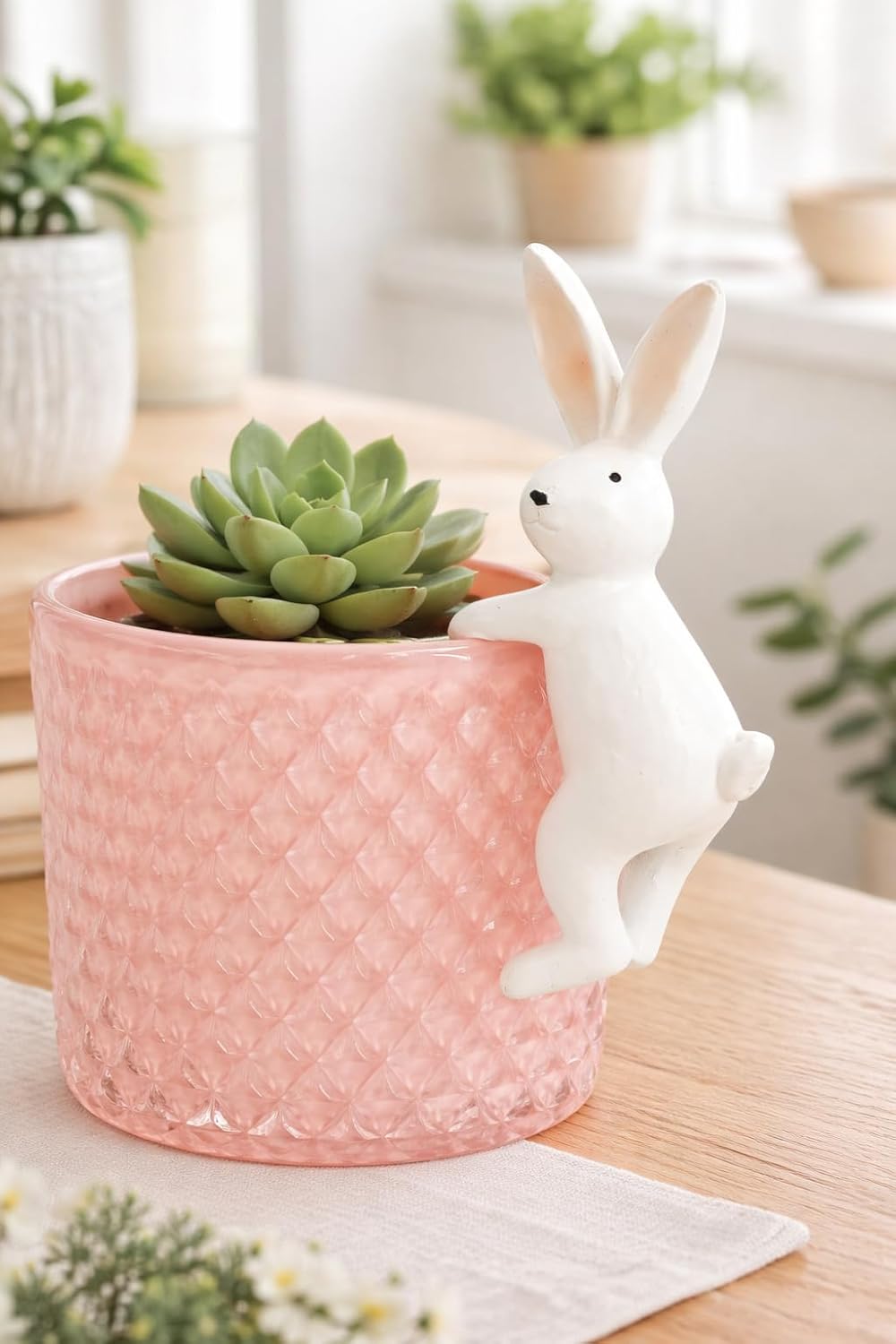 The Bridge Collection - White Easter Bunny Flower Pot Hugger - Decorative Spring Figurine for Indoor and Outdoor Use