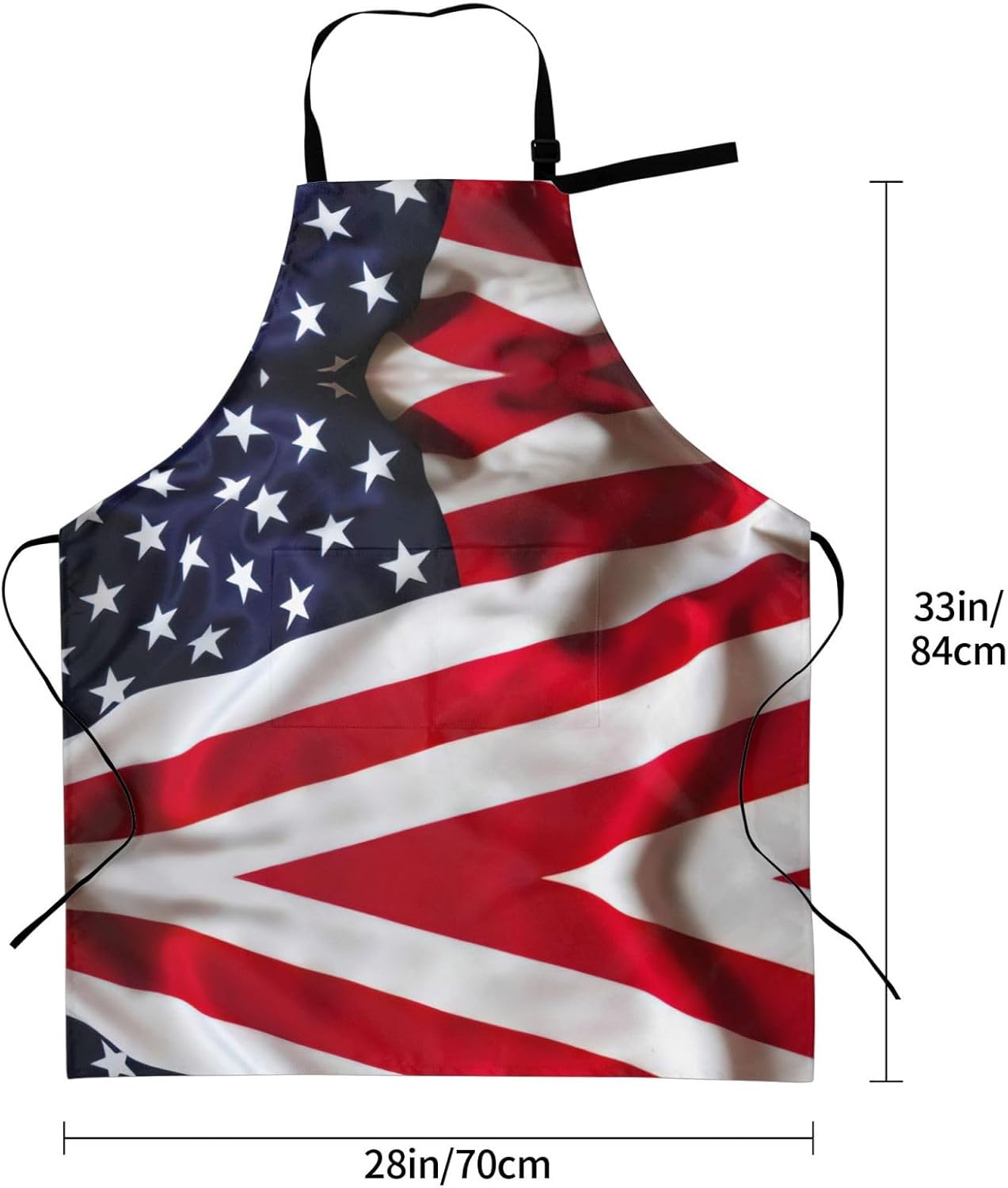 American Flag1 Print Laundry apron 28x33 In Waterproof Kitchen Apron with Pockets for Cooking Baking