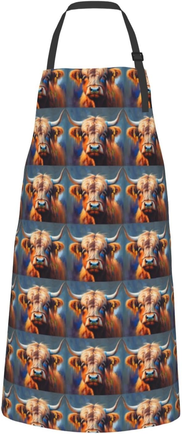 YANYU Cow Print 28x33 In Kitchen Apron Stylish Chef Apron with Pockets