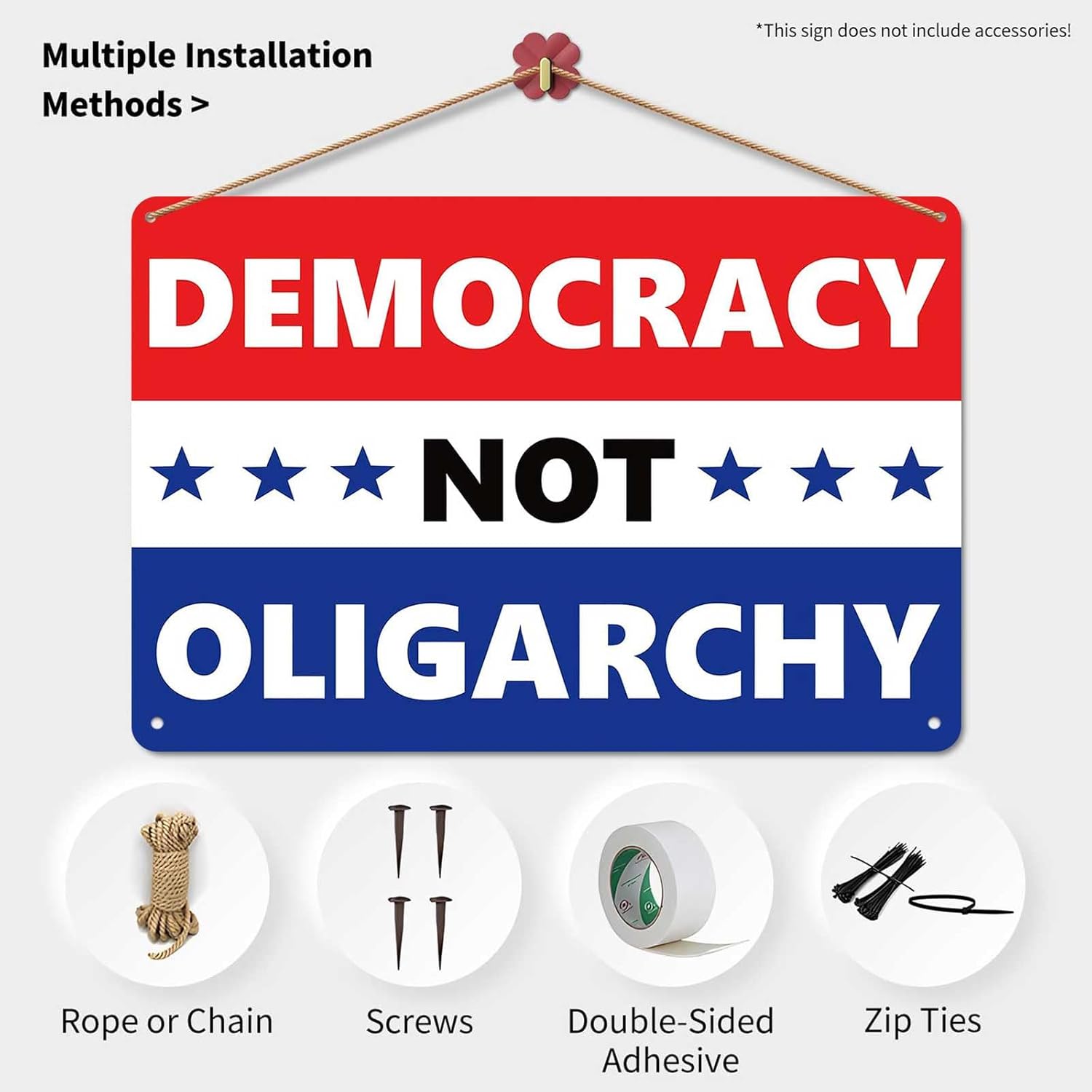 No Kings Protest Yard Metal Signs-Democracy Not Oligarchy Poster For Y