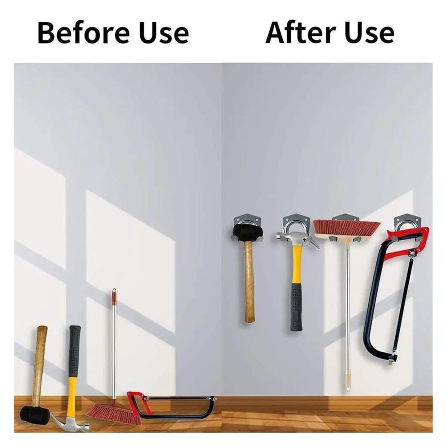 5 Pcs Steel Hanger Hooks/Tools Clip Garage Brooms Garden Shovels, for 