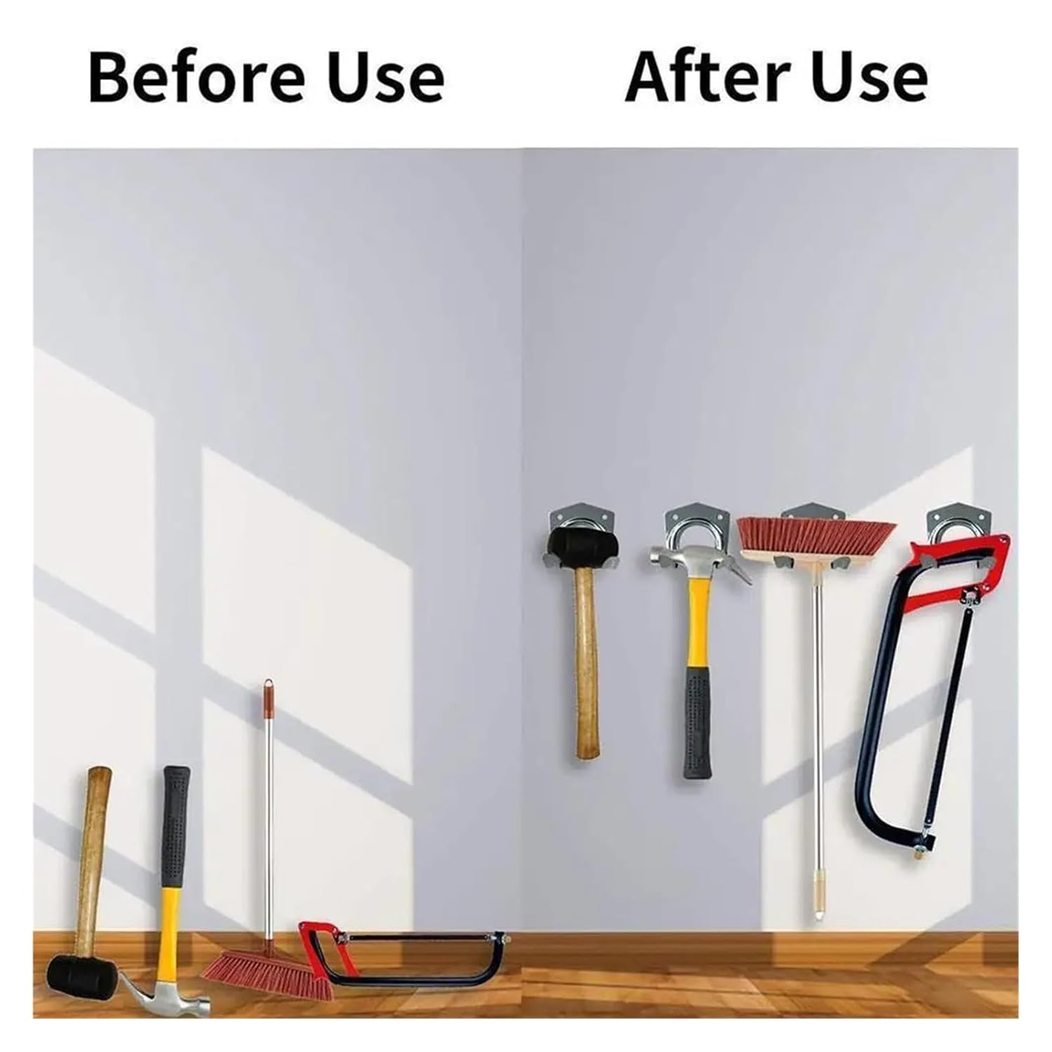 5 Pcs Steel Hanger Hooks/Tools Clip Garage Brooms Garden Shovels, for 