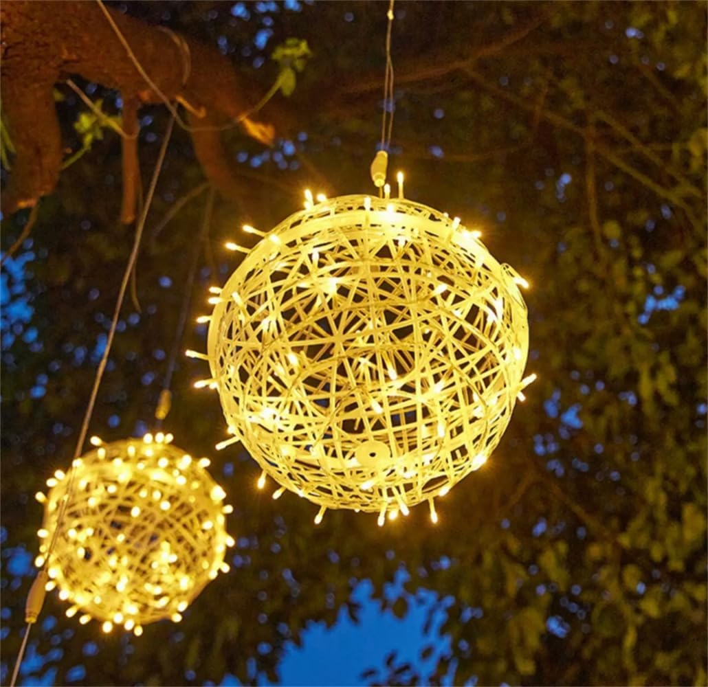 3 Pack Solar Hanging Ball Lights - 7.8Inch LED Waterproof Outdoor Decor Ball Light Christmas Outdoor Garden Lanterns Waterproof Globe Fairy Lights (White)