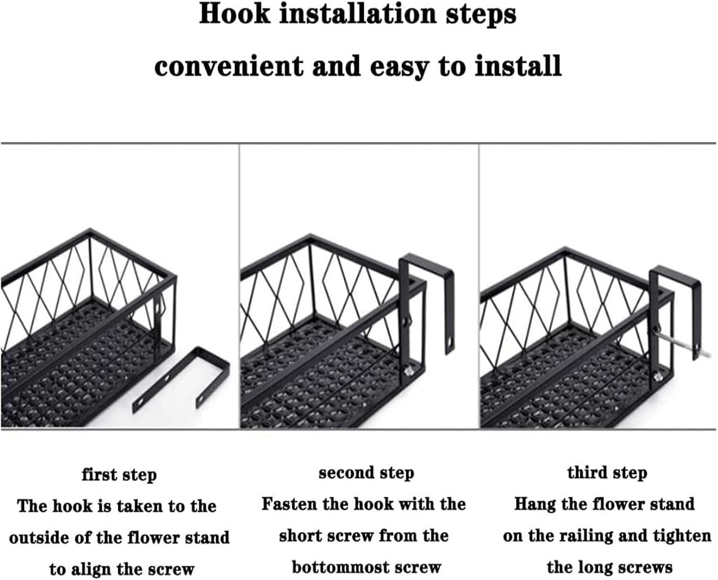 Railing Planter Box - Decorative Fence Planters for Flowers, Hanging Shelf and Potted Plant Stand, Outdoor Balcony Garden Decor, Ideal for Home and Patio